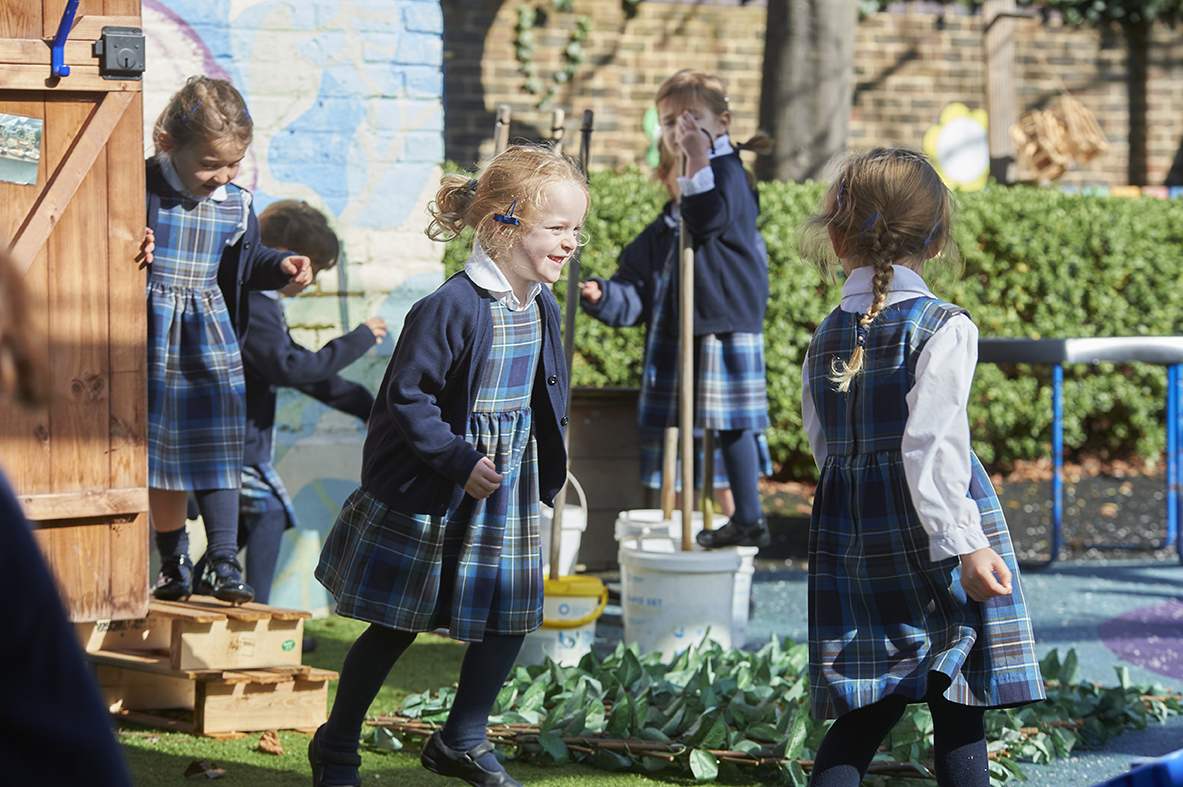 Pupil at The Study in Reception's outdoor learning space