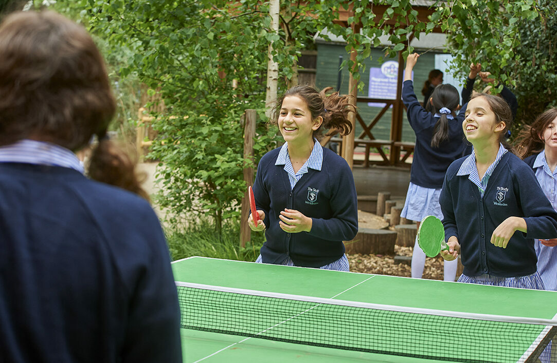 Study girls playing table tennis