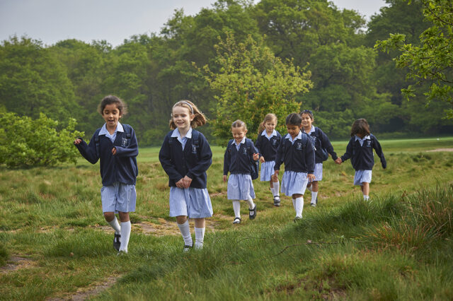 Study girls walking on Wimbledon Common