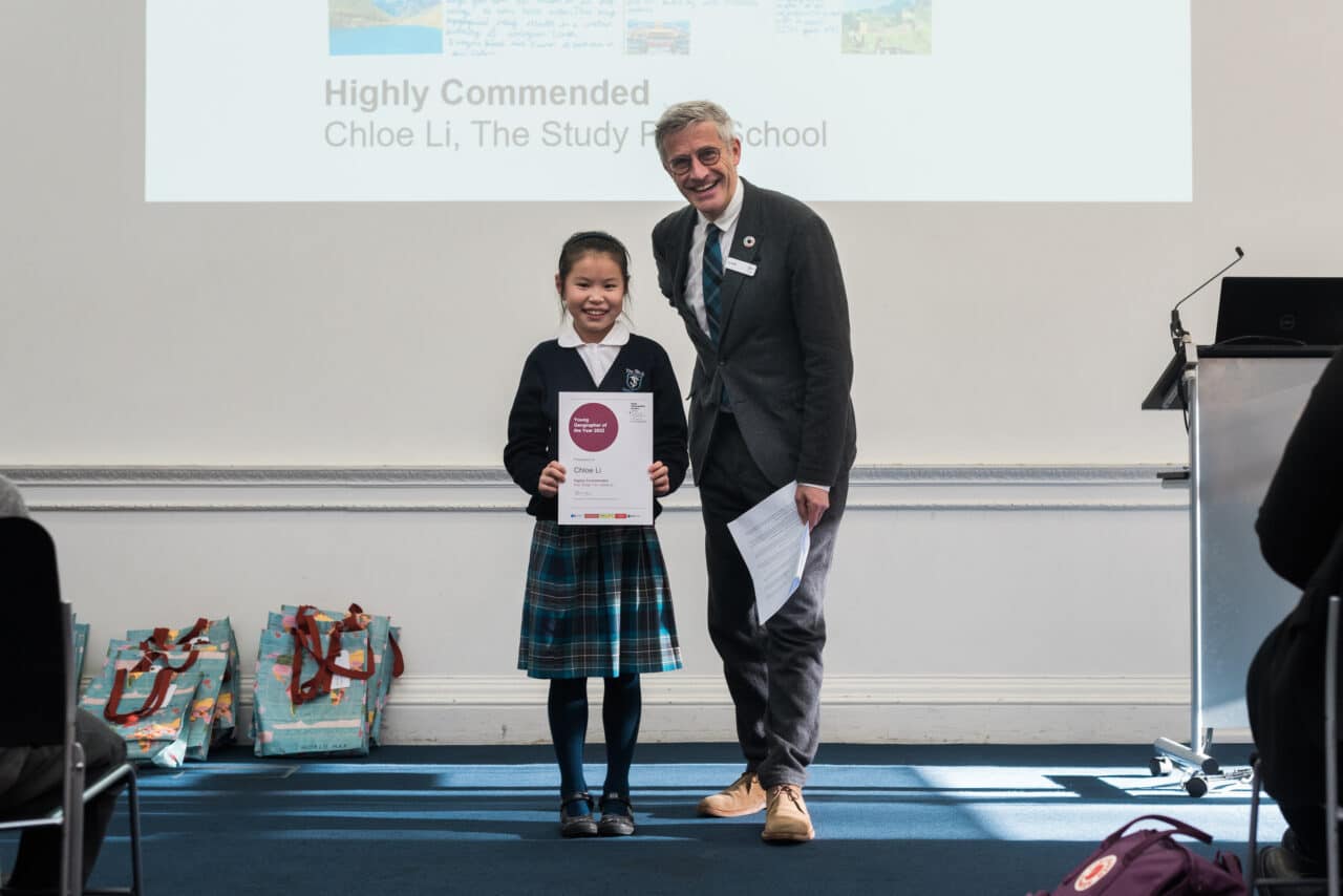 The Society's Professor Joe Smith presented Chloe with her certificate